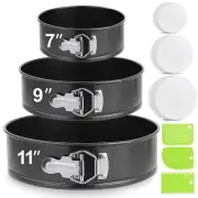 3 Pcs Non Stick Springform Pans with Removable Bottom for Baking, 7/9/11 Inch