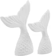 Sewroro 2pcs Gypsum Fish Tail Decor Nautical Photography Background Props for Coastal Beach Theme Jewelry Display and Home Decoration