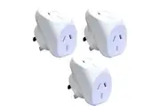 3x HPM 10A Mains Power Double Adaptor Twin Adapter Triangular Wall Plug White