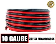 10 Gauge AWG OFC Speaker Cable Subwoofer Zip Power Wire - 25 Feet Red & Black