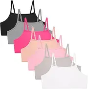 [EXARUS] 5/7 Pack Girls Padded/Unpadded Tank Tops Cropped/Full Length Stretchy Sleeveless Spaghetti Straps Cami Top