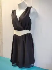 AQUA Womens Black Lined Dress A-Line Empire Waist Chiffon Lightweight Side Zip M