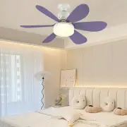 - Ceiling Fan LED Lamp E27 Socket Fan Light Remote 42cm (Purple Crystal Shell)