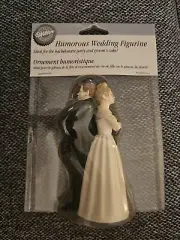 Vintage 2003 Humorous Groom Bride Wedding Cake Topper Wilton Comical Brand New