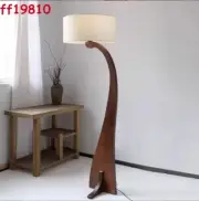 Chinese Style Swan Walnut Solid Wood Floor Lamps Reading Study Standing Light