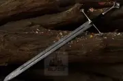 Hand Forged Damascus Blade Viking Sword Battle Ready Medieval Sword With Sheath