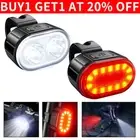 Mountain Bike Lights USB Rechargeable Bicycle LED Torch Front Rear Lamp Set