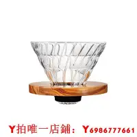 在飛比找Yahoo!奇摩拍賣優惠-HARIO日本v60橄欖木玻璃濾杯咖啡杯分享壺手沖咖啡壺套裝