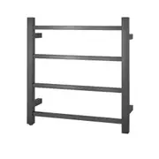 AQUAPERLA 4-Bar Heated Towel Rail - Square Bars - PVD Brushed Gun Metal Grey (W500mm x H520mm)