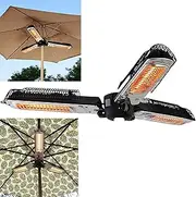 Electric Patio Umbrella Heater, Foldable Outdoor Umbrella Patio Heater with 3 Heating Plates, Outdoor Electric Patio Heater, 220V/2000W