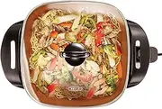 BELLA 12 x 12 Inch Electric Skillet with Copper Titanium Coating, 1200 Watts Immersible Non-Stick Multipurpose Skillet with Tempered Glass Lid