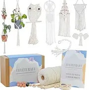 Macrame Kit for Beginners 153pc, 15 Projects Book, 164yd Cotton Macrame Cord, Wooden Beads & Sticks, Wooden & Metal Rings, Gift Box, Book & Accessories, Perfect Macrame Starter Kit