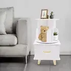 Modern Bedside Table with Drawer, Corner High End Table, Rotating Bookshelf