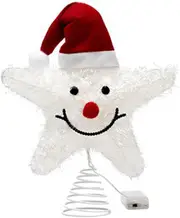 Christmas Star Tree , Plug in 3D Twined Silver Star Metal Hollow Designed Tree Topper, Built in 10 Bulbs Tree Topper for Christmas Tree Decoration