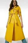 Women's Yellow Leather Trench Coat Real Sheepskin Custom Made Stylish Overcoat