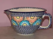 Polish Pottery Large Batter Bowl! UNIKAT Signature Sweet Gypsy Rose Pattern!