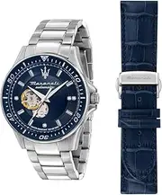 [Maserati] SFIDA 44MM AUTO BLU W/DIAM DIAL BR SS+ST, SILVER