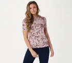 Denim & Co. Perfect Jersey Short-Sleeve Round Neck Top, Pale Mauve, S