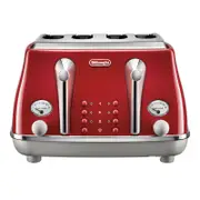 DeLonghi Icona Capitals 4 Slice Toaster - Tokyo Red