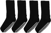 Healvian 4pcs Cotton Socks Socks Cotton Socks for Men Extra Large Mens Socks Non Slip Skid Socks Hospital Socks Hospital Calf Socks Non- Socks Ankle Socks Men Black