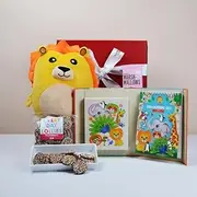 Lion King of the Jungle Kids Hamper – Zoo-Themed Colouring Activity Set, Lion Toy, Chocolates & Marshmallows – Fun Gift Box for Boys & Girls (Ages 3+)