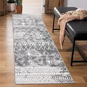 Carvapet Hallway Runner Rug 60x210cm Non Slip Long Kitchen Mat Washable Area Rug Soft Microfiber Geometric Floor Carpet Runner(Grey)