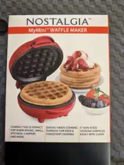 Nostalgia My Mini Personal Electric Waffle Maker 5" - Red New Ready to Ship