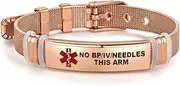 [SBI Jewelry] Pink Medical ID Bracelets for Women Men Family Friends Emergency Identify Wristlet Adjustable First Aid Support Rose Gold Stainless Steel