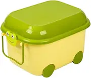 CIMAXIC Storage Box with Cartoon Design Ergonomic Latches for Organizing Books Blocks Under Bed Capacity Storage Bins for Playroom Frog