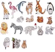 Mini Animal Patch Rabbit Giraffe Elephant Lion Kangaroo Zoo Applique Iron on Brand Patch for DIY Clothes Applique 17 Pieces