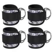 4Pcs Ankle Strap for Cable Machine, Gym Cable Kickback Ankle Wraps, Camo Black
