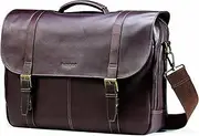 [Samsonite] Unisex-Adult Colombian Leather Flap-Over Messenger Bag, Brown, One Size, Colombian Leather Flap-Over Messenger Bag