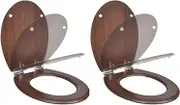 VRAXO Toilet Seats with Soft Close Lids 2 pcs MDF Brown -11.4KG,275906