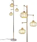 3 Light Floor Lamp Modern Standing Living Room Reading Crystal Gold Tall Tree