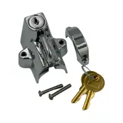 360 TWIN CHROME HELMET LOCK FITS 7/8" - 1-1/4" HANDLEBARS FREEWAY BARS AND FRAME