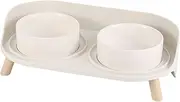 Cat Bowl for Food and Water - Elevated Dog Bowls with Stand - Raised Dog Cat Bowl Set - Double pet Bowl Dish for Small Dog | Cat | Puppy | Rabbit and with Splash Proof Guard for Less Mess