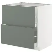 METOD / MAXIMERA base cb 2 fronts/2 high drawers, white/Nickebo matt grey-green, 80x60x80 cm