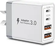 40W USB C Charger, Fast Charger Plug 4-Port, Multi USB Charger Block with Dual PD USB-C Ports and QC3.0 USB-A Ports, Type C Charging Block Compatible with iPhone 16 15 14 13 Pro Max, iPad Android