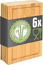 DuneDesign Set of 6 Stylish Bread Boards – 22 x 15 Breakfast Boards – Wooden Chopping Board – Chopping Board Bamboo Small Wooden Boards Kitchen