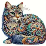 Mosaic Colorful Cat Pattern Diamond Art Painting Kit DIY 5D Crystal Shape Craft