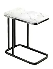 [SOGA] Ceramic Sofa Side Square Mini Table With Metal Legs 30x50x58cm in White