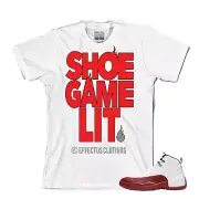 Tee to match Air Jordan Retro 12 Cherry Red. Shoe Game Lit Tee