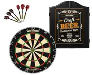 Winmau Blade 6 Dart Board + Craft Beer Dartboard Cabinet + Darts Set