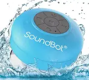 SoundBot SB510 HD Water Resistant Bluetooth Shower Speaker, Handsfree Blue