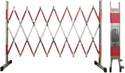 Expandable Metal Barricade, Foldable Portable Scissor Gate with Castors, Retractable Temporary Traffic Fence Fencing