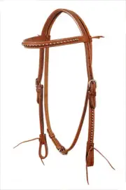Western Natural Silver Spot Studded Browband Style Headstall