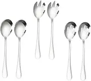 ABOOFAN 1Set Stainless Steel Salad Serving Utensils Cutlery for Home Party Includes Salad Spoons Salad Forks Slotted Spoons Smooth Finish for Daily Use