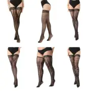 Antislip Silicone Thigh High Stockings Lace Top Women Fishnet Over Knee Socks
