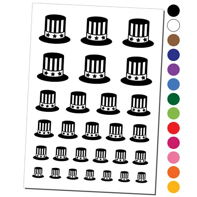 Fourth of July Patriotic Hat Temporary Tattoo Water Resistant Set Collection