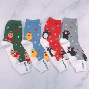 韓國襪子 韓襪 長襪 聖誕節 聖誕襪 熊 企鵝 熊本熊 雪花長襪 莎莉襪子 【花想容】